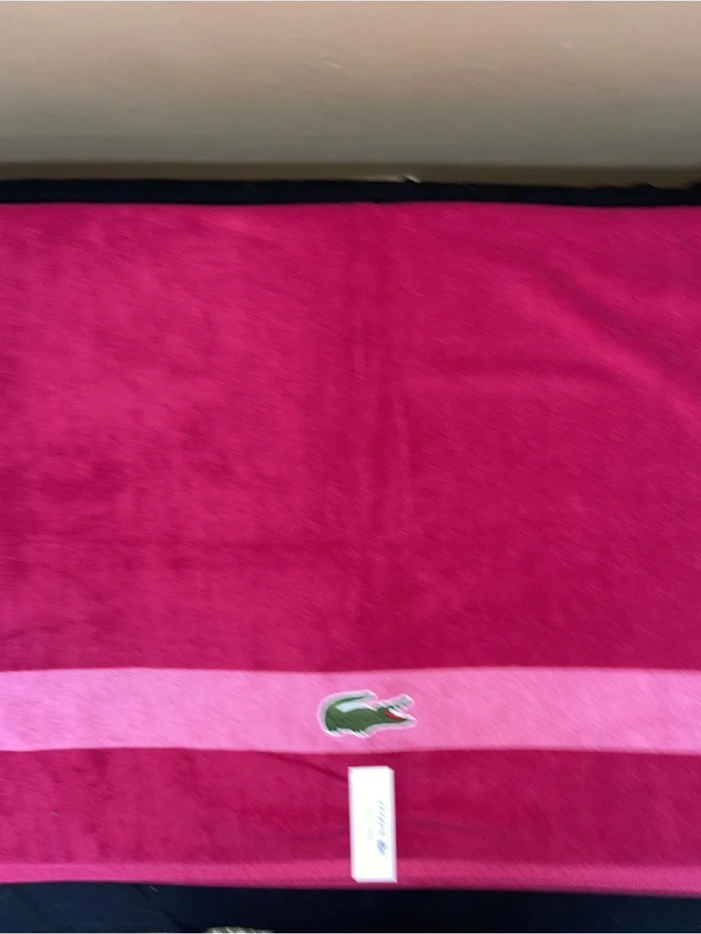 Lacoste 2 Pack Bath Towel Cotton Loops Colorblocked Magenta Pink 30x52” OEKO-TEX
